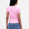 Camiseta corta moderna con cuello redondo y canalé Camiseta corta moderna con cuello redondo y canalé