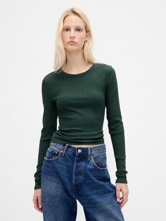 Camiseta corta moderna de canalé
