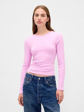Camiseta corta moderna de canalé