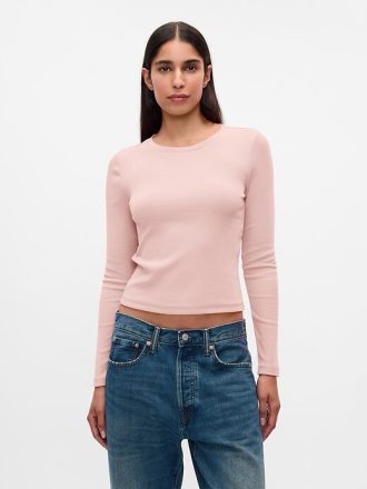 Camiseta corta moderna de canalé