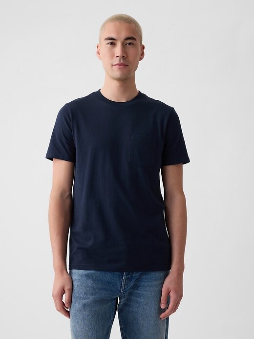 Camiseta de algodón orgánico con bolsillo para adultos Camiseta de algodón orgánico con bolsillo para adultos