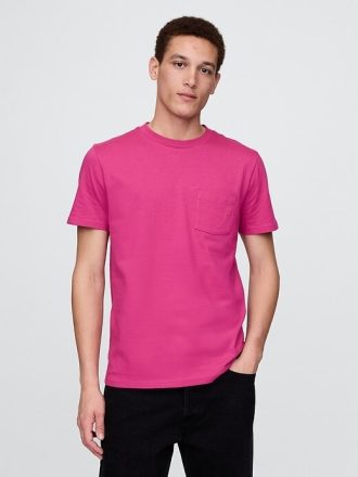 Camiseta de algodón orgánico con bolsillo para adultos