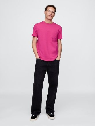 Camiseta de algodón orgánico con bolsillo para adultos