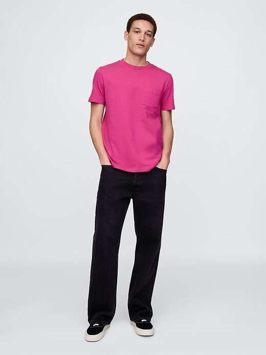 Camiseta de algodón orgánico con bolsillo para adultos Camiseta de algodón orgánico con bolsillo para adultos
