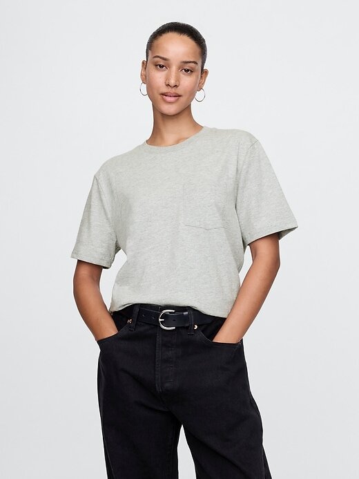 Camiseta de algodón orgánico con bolsillo para adultos Camiseta de algodón orgánico con bolsillo para adultos
