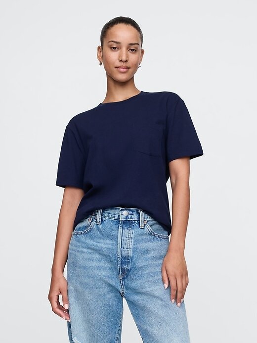 Camiseta de algodón orgánico con bolsillo para adultos Camiseta de algodón orgánico con bolsillo para adultos