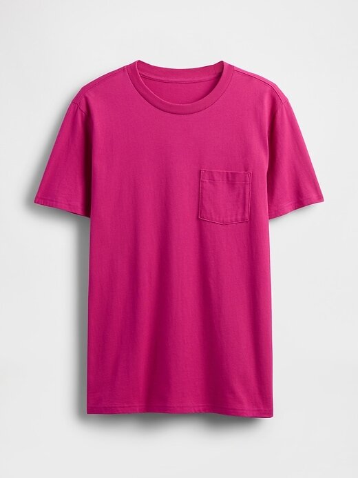Camiseta de algodón orgánico con bolsillo para adultos Camiseta de algodón orgánico con bolsillo para adultos
