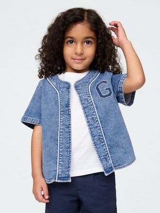 Camiseta de béisbol con logo de mezclilla para bebés y niños pequeños