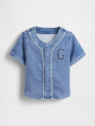 Camiseta de béisbol con logo de mezclilla para bebés y niños pequeños