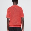 Camiseta de cuello redondo de malla de crochet