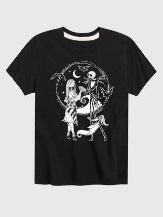 Camiseta de manga corta para niños de Jack y Sally Zero de Pesadilla antes de Navidad