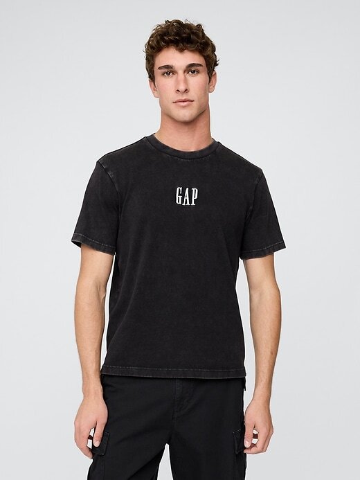 Camiseta de peso pesado con logotipo relajado Camiseta de peso pesado con logotipo relajado