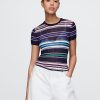 Camiseta de suéter de canalé transparente