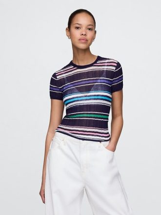 Camiseta de suéter de canalé transparente