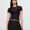 Camiseta de suéter de canalé transparente