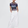 Camiseta de suéter de canalé transparente