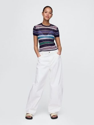 Camiseta de suéter de canalé transparente