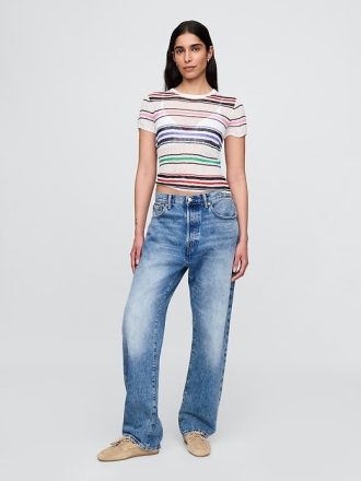 Camiseta de suéter de canalé transparente