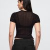 Camiseta de suéter de canalé transparente