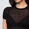Camiseta de suéter de canalé transparente