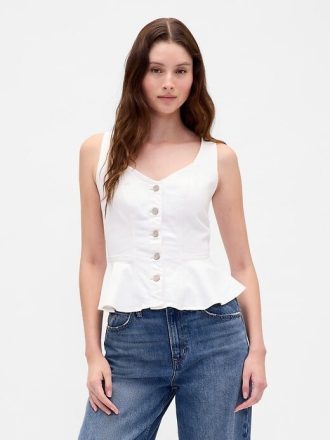 Camiseta de tirantes vaquera con peplum Camiseta de tirantes vaquera con peplum