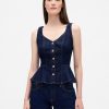 Camiseta de tirantes vaquera con peplum Camiseta de tirantes vaquera con peplum