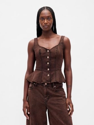 Camiseta de tirantes vaquera con peplum