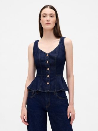 Camiseta de tirantes vaquera con peplum Camiseta de tirantes vaquera con peplum