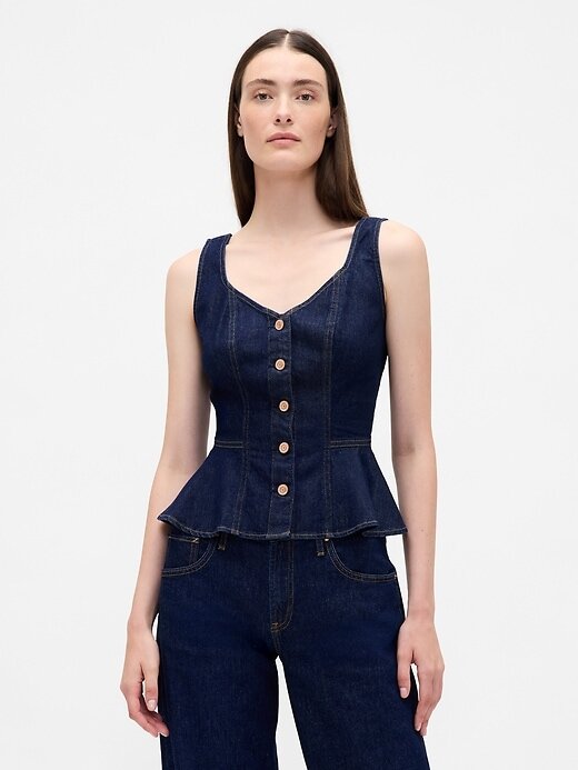 Camiseta de tirantes vaquera con peplum Camiseta de tirantes vaquera con peplum