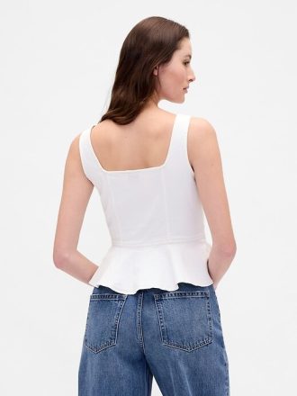 Camiseta de tirantes vaquera con peplum Camiseta de tirantes vaquera con peplum