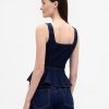 Camiseta de tirantes vaquera con peplum Camiseta de tirantes vaquera con peplum