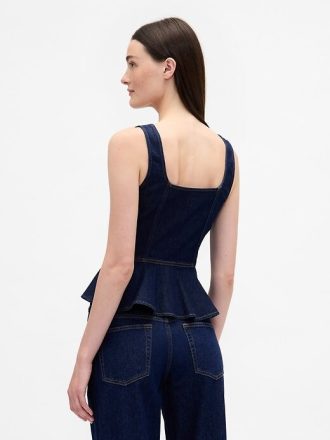 Camiseta de tirantes vaquera con peplum Camiseta de tirantes vaquera con peplum