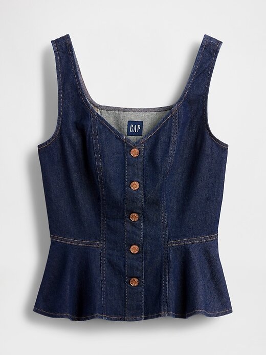 Camiseta de tirantes vaquera con peplum Camiseta de tirantes vaquera con peplum