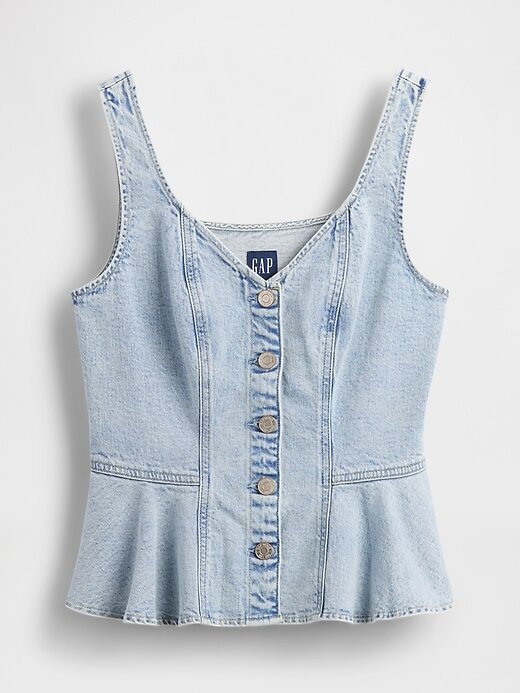 Camiseta de tirantes vaquera con peplum Camiseta de tirantes vaquera con peplum