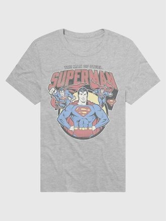 Camiseta gráfica con pose de héroe vintage de Superman