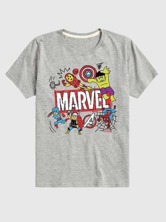 Camiseta gráfica de manga corta con diseño de los Vengadores de Marvel para niños pequeños