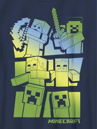 Camiseta gráfica infantil de Minecraft Steve y Alex contra Mobs