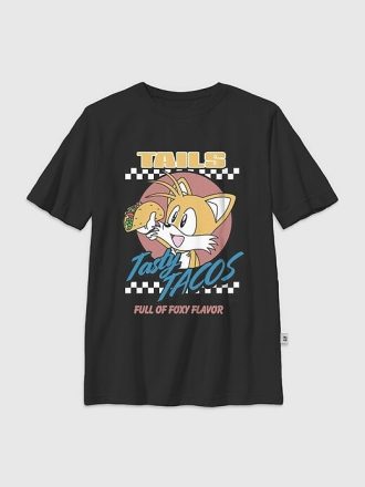Camiseta gráfica infantil de Sonic The Hedgehog con colas y tacos