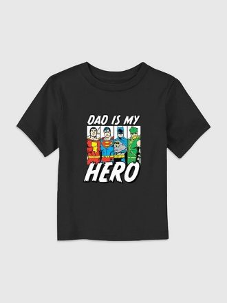 Camiseta gráfica para niños pequeños de la Liga de la Justicia de DC Comics: Héroe y papá