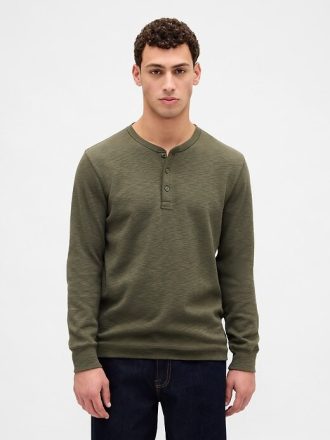 Camiseta Henley de punto doble