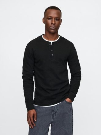 Camiseta Henley de punto doble