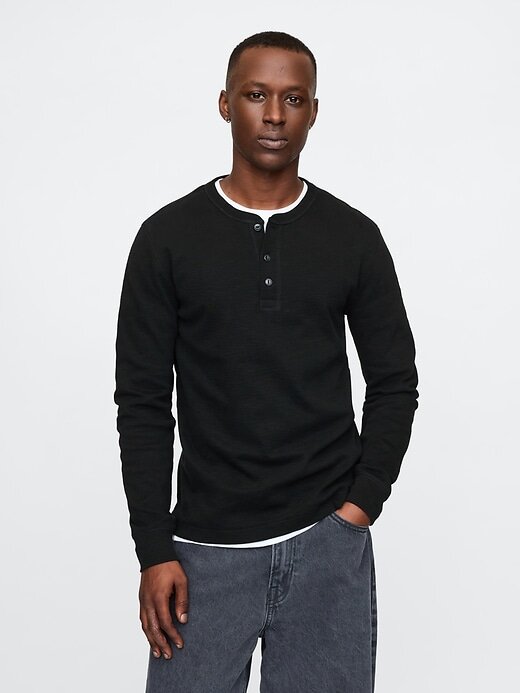 Camiseta Henley de punto doble Camiseta Henley de punto doble