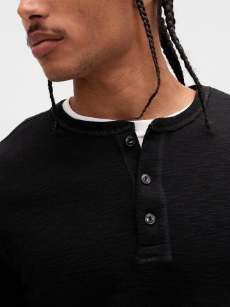 Camiseta Henley de punto doble