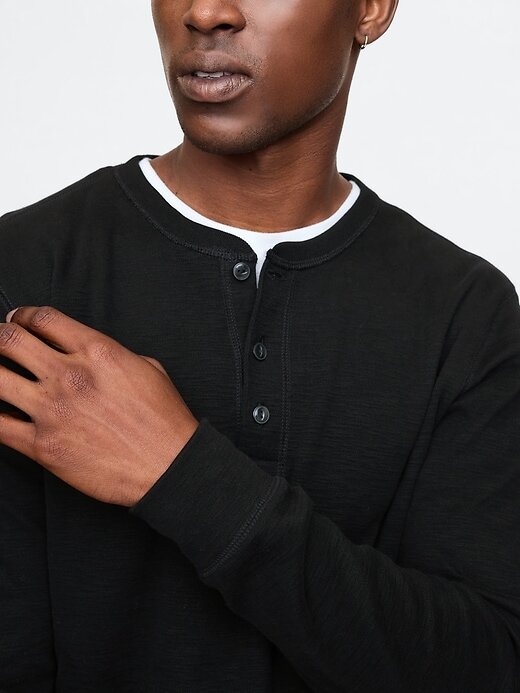 Camiseta Henley de punto doble Camiseta Henley de punto doble