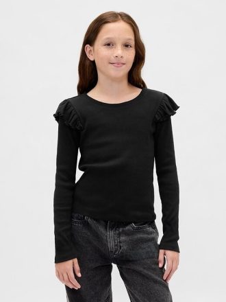 Camiseta infantil con ribete ondulado Camiseta infantil con ribete ondulado