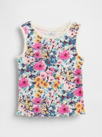 Camiseta sin mangas con ribete de encaje para bebés y niños pequeños