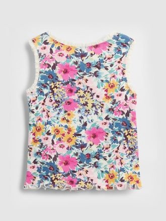 Camiseta sin mangas con ribete de encaje para bebés y niños pequeños