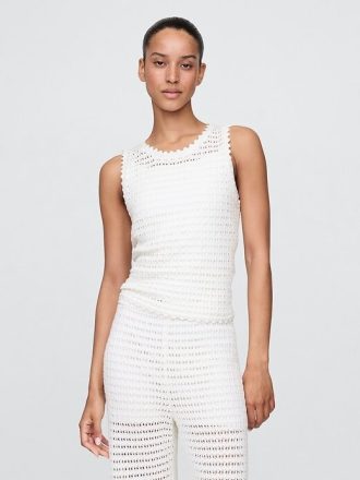 Camiseta sin mangas de crochet 100 % algodón