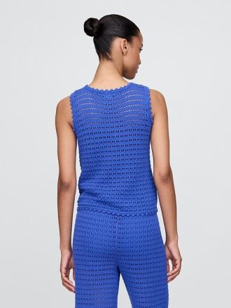 Camiseta sin mangas de crochet 100 % algodón