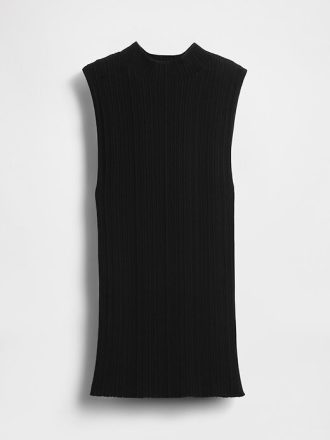 Camiseta sin mangas de cuello alto con canalé
